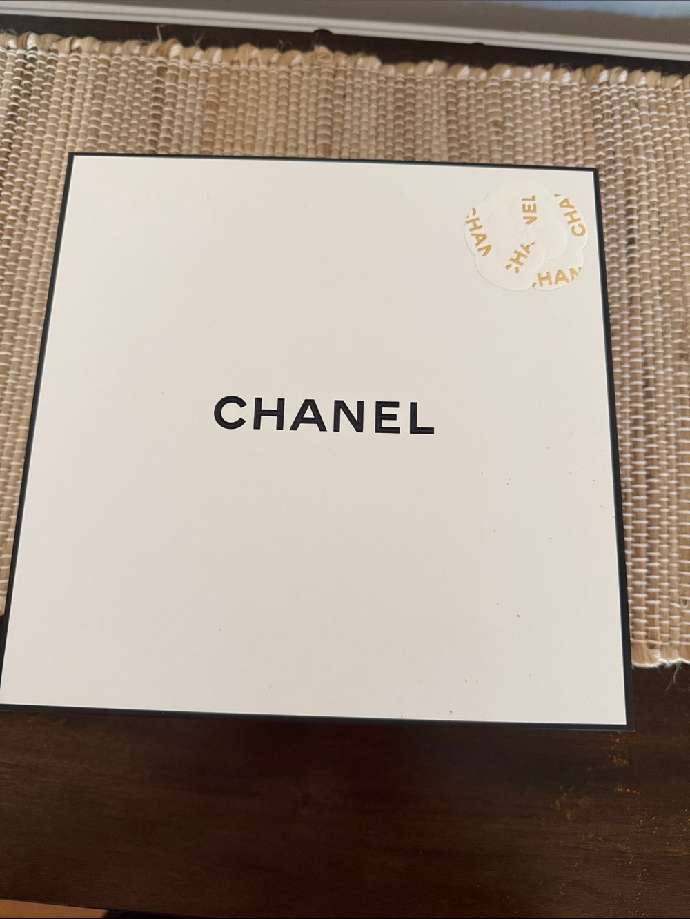 CHANEL White and Black Logo Gift Box, 9x9